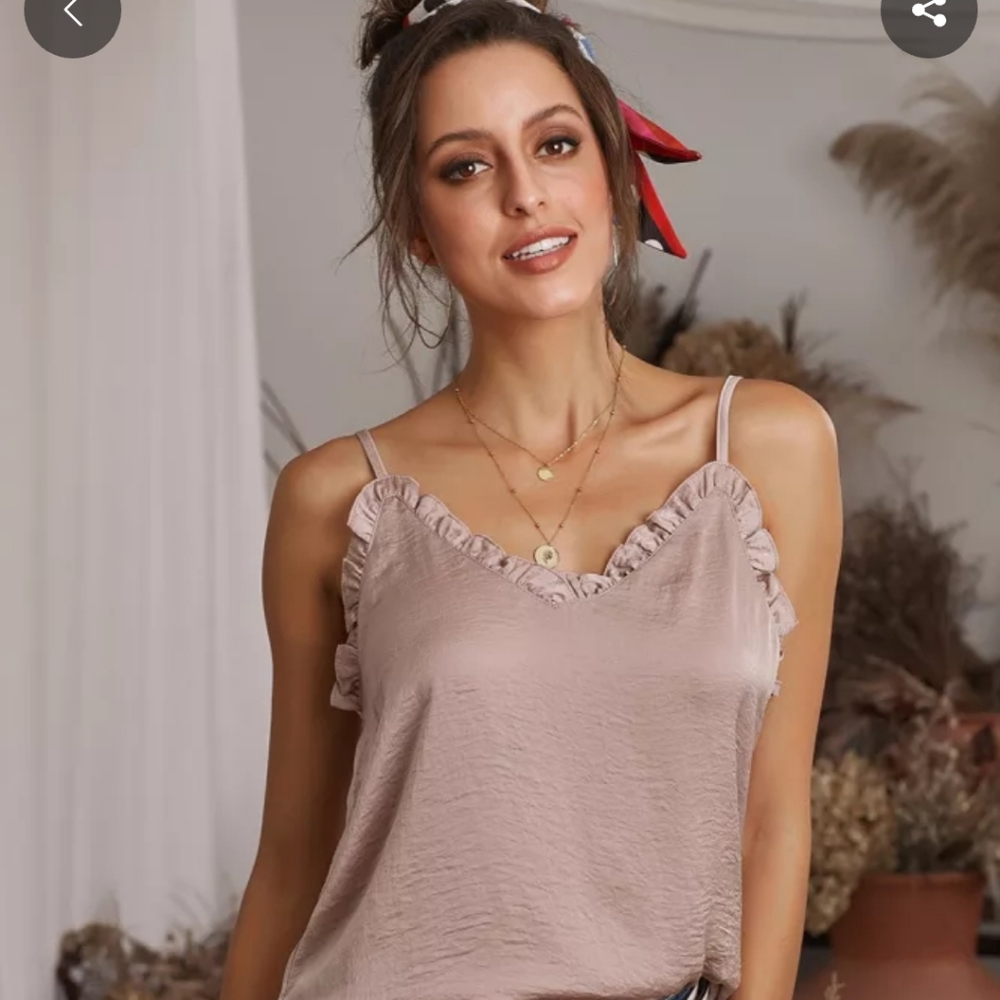 Nude ruffle camisole